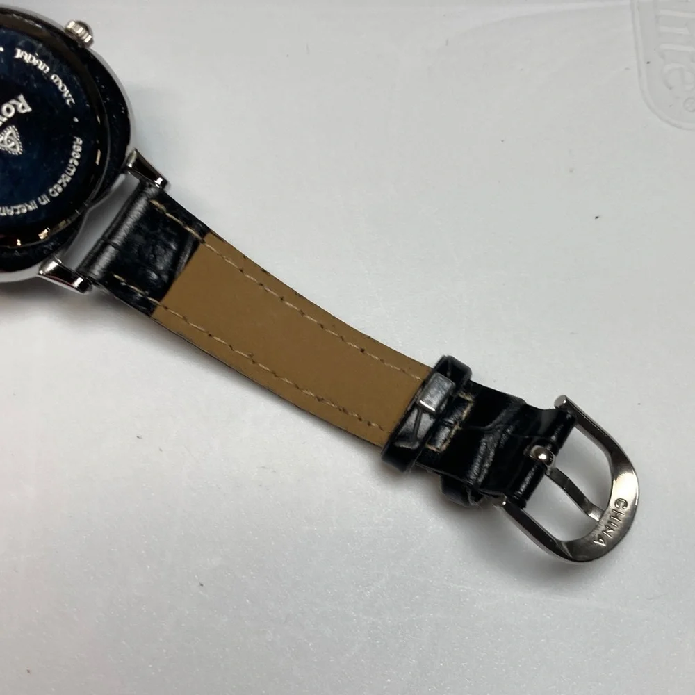 Rovada Claddagh Watch Women Silver Tone Heart blue Dial New Battery black strap